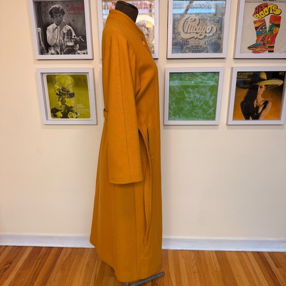 OOAK Classic Vintage 70s Mustard Wool Maxi Coat w/ Belt - Picture 3 of 10